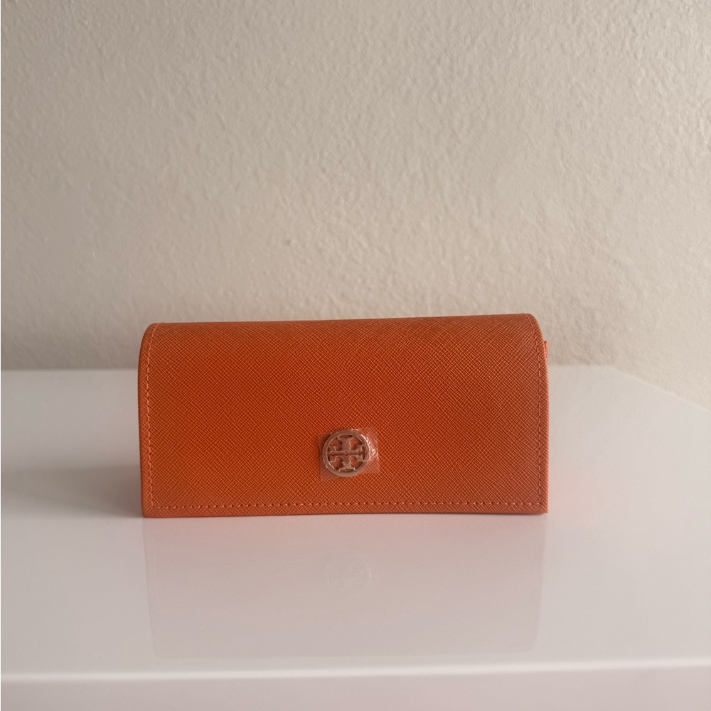 Tory Burch Orange Leather Glasses Case